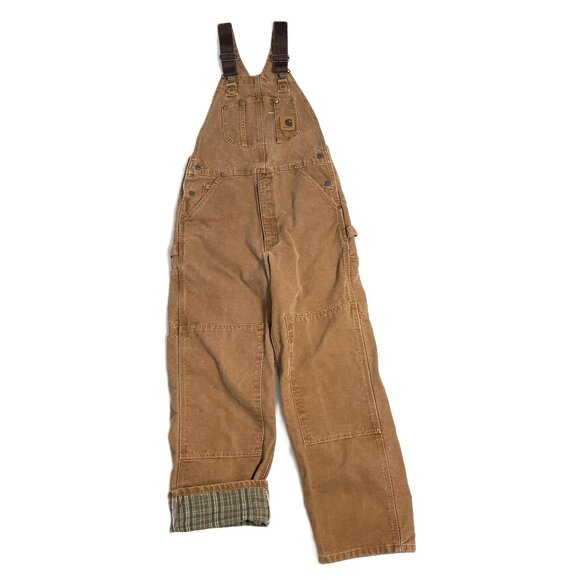 Carhartt Overalls Men’s 30x30 Duck Canvas Bib Double Knee Flannel Lined R42 BRN - Picture 14 of 16